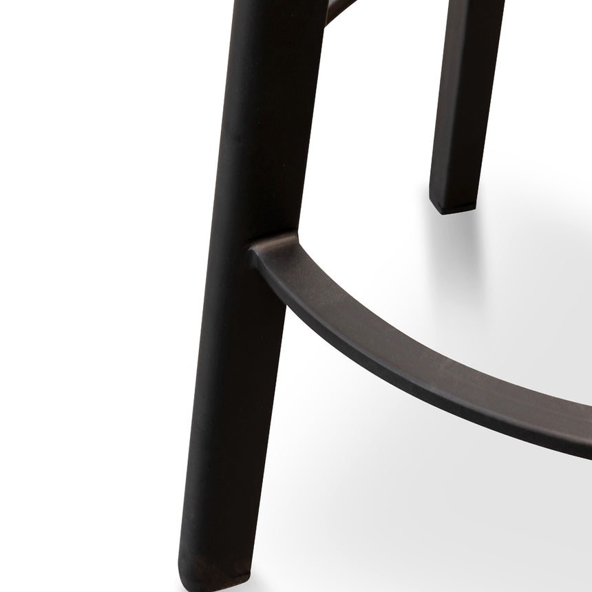 65cm Bar Stool With Black Timber Seat - Black Frame(Set of 2)