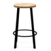 65cm Bar Stool -With Natural Timber Seat - Black Frame (Set of 2) - image 3