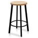 65cm Bar Stool -With Natural Timber Seat - Black Frame (Set of 2) - image 2