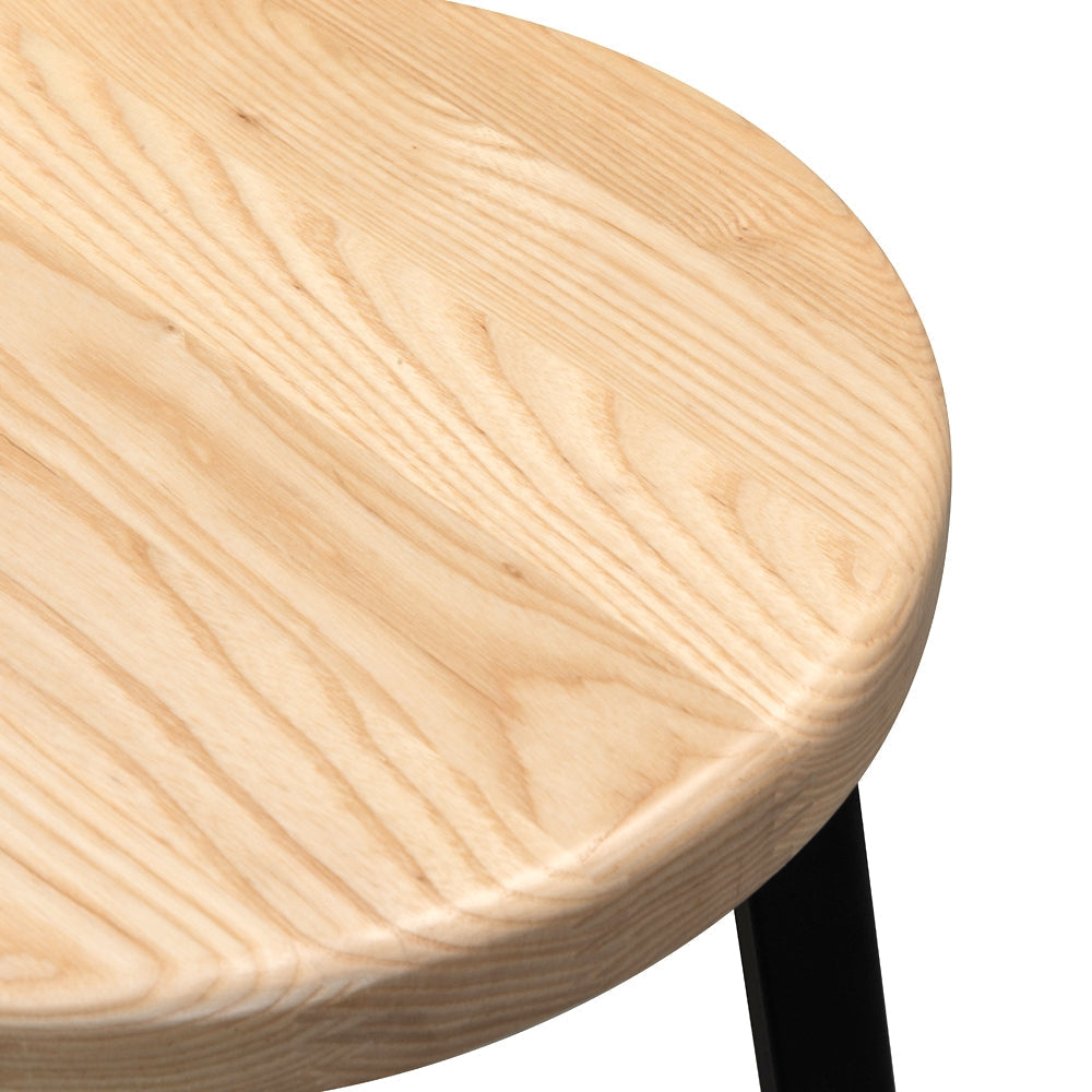 65cm Bar Stool -With Natural Timber Seat - Black Frame (Set of 2) - image 5