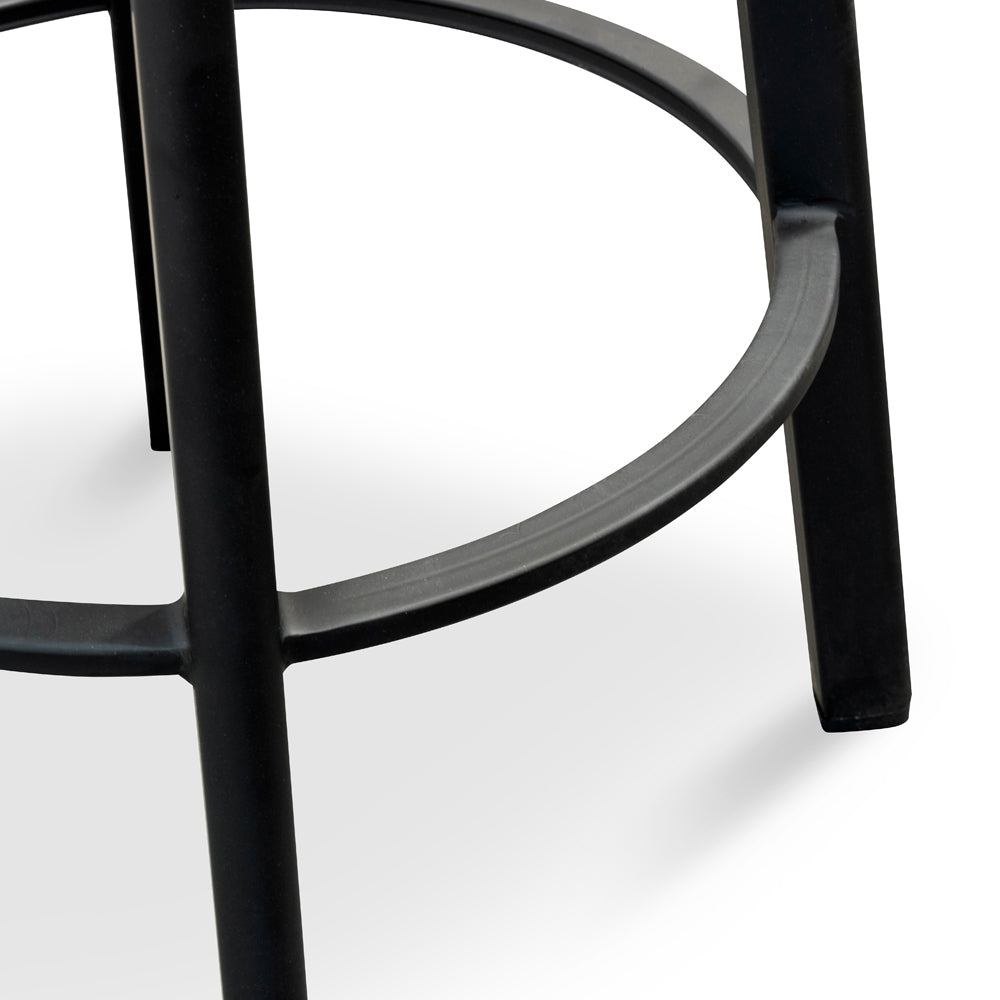 65cm Bar Stool -With Natural Timber Seat - Black Frame (Set of 2) - image 6