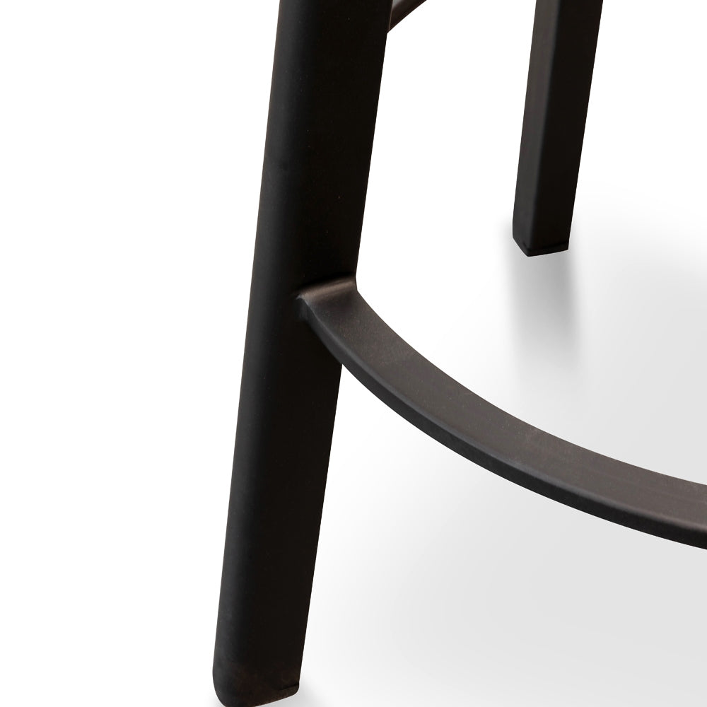 65cm Bar Stool -With Natural Timber Seat - Black Frame (Set of 2) - image 7