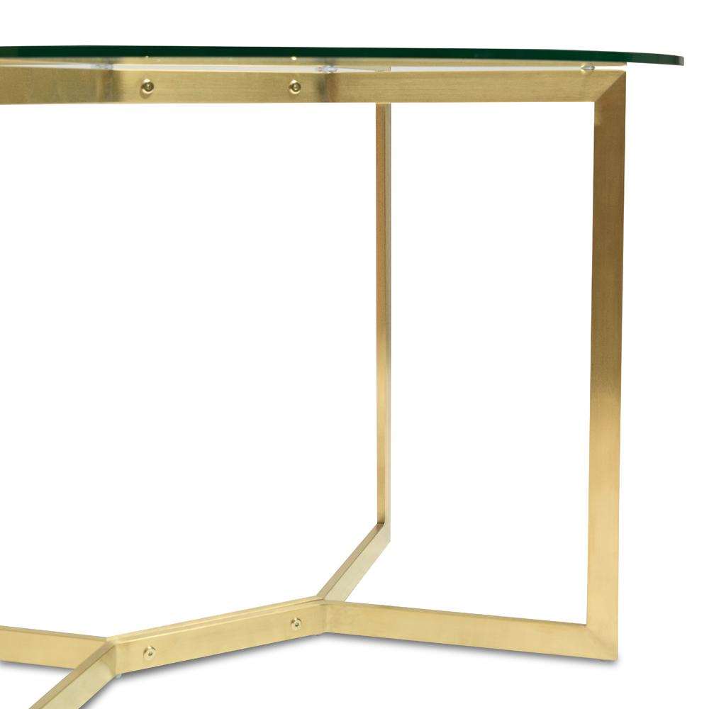 2m Round Glass Dining Table - Gold Base