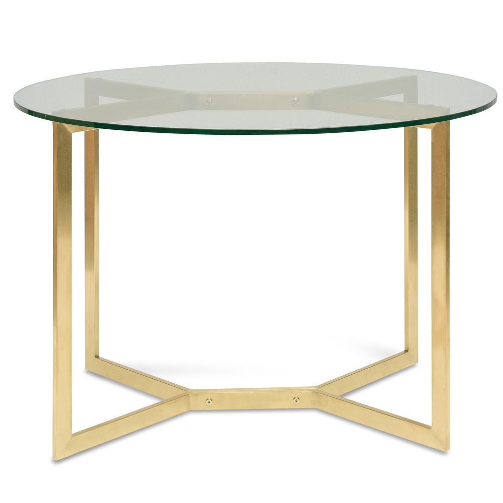 2m Round Glass Dining Table - Gold Base