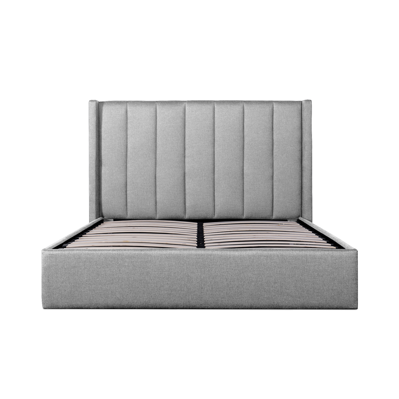 Fabric Queen Bed Frame - Pearl Grey with Storage - image 3