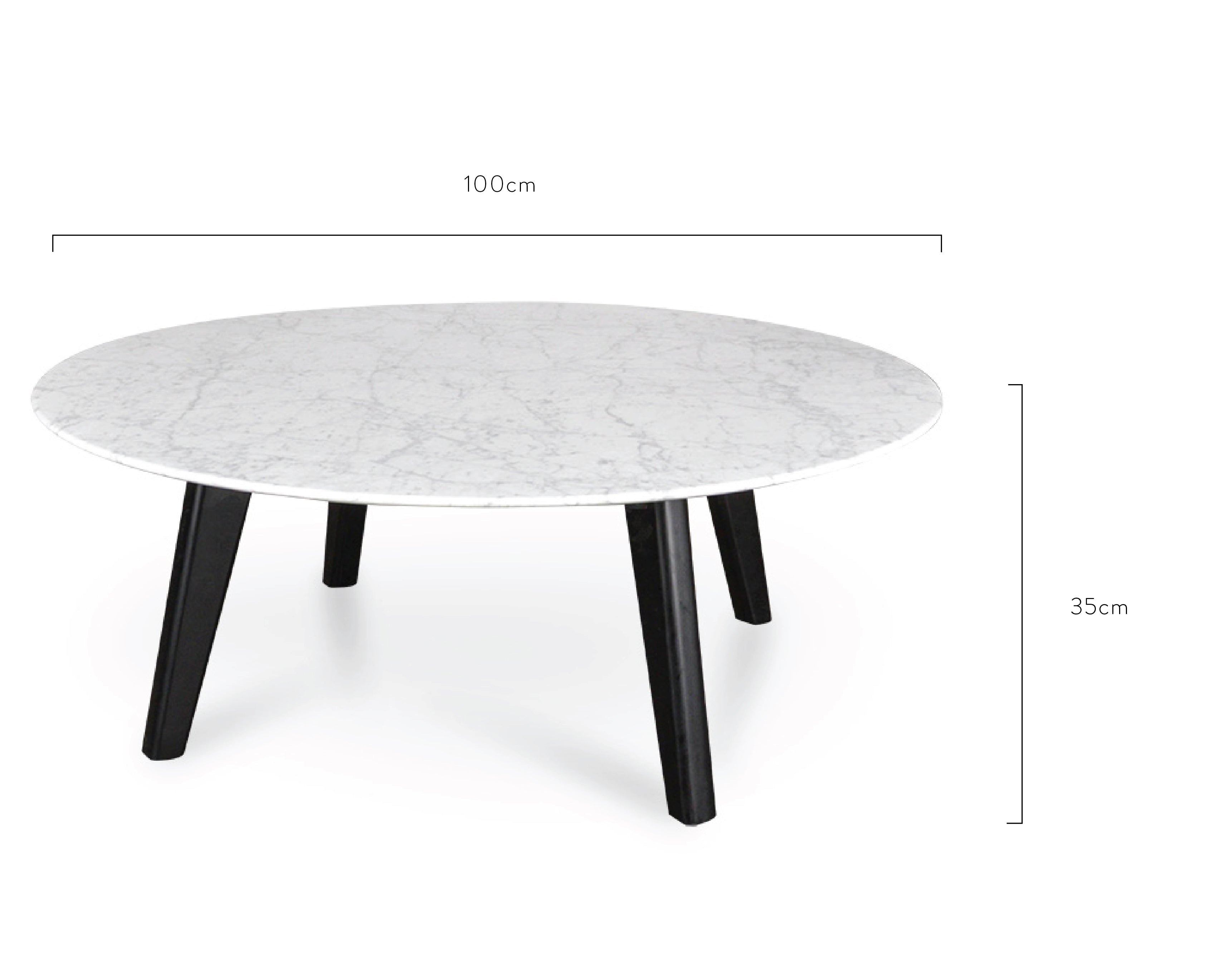100cm Marble Coffee Table with Black Legs - image 6