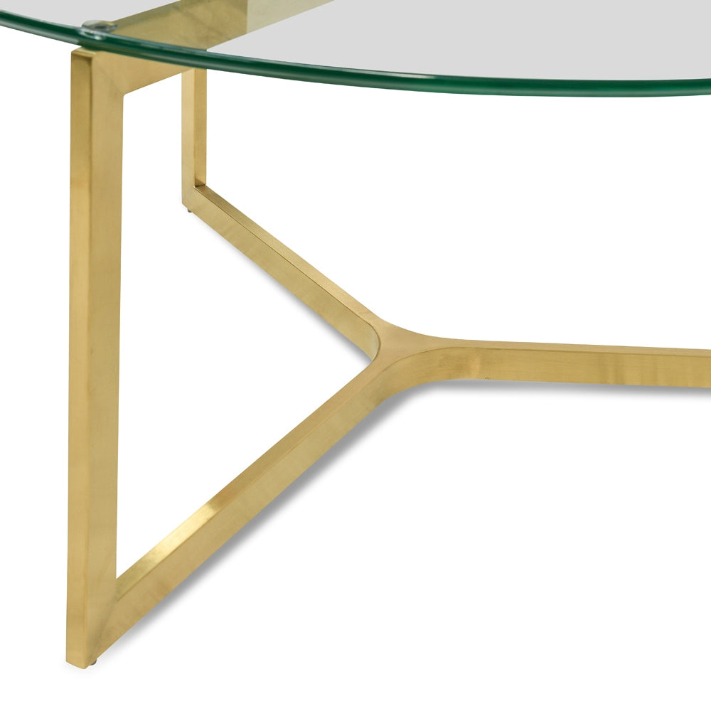 CCF2352-KS 85cm Glass Round Coffee Table - Gold Base