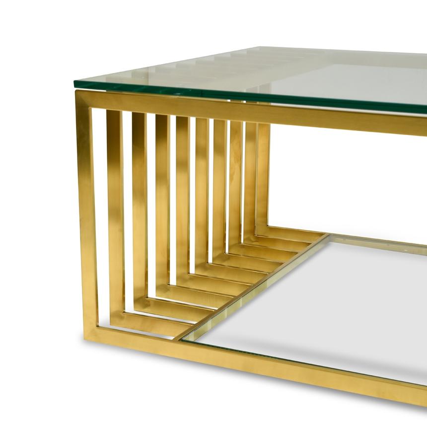 1.3m Glass Coffee Table - Gold Base