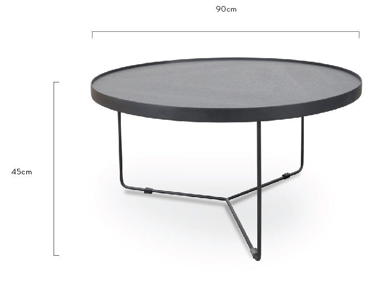 CCF391L-BB 90cm Round Coffee Table - Black Oak Top - Black Frame - Last one