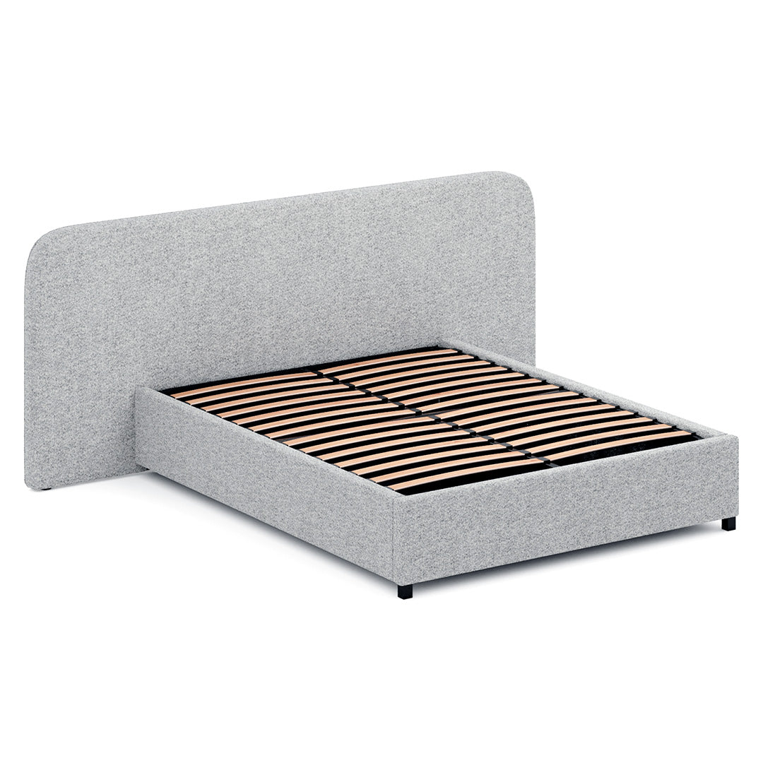 Queen Sized Bed Frame - Dusty Pepper Boucle with Storage - image 4