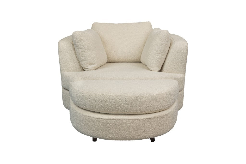 Orlando Swivel Chair with Ottoman - Snow