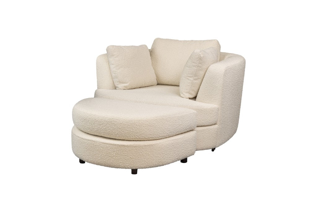 Orlando Swivel Chair with Ottoman - Snow