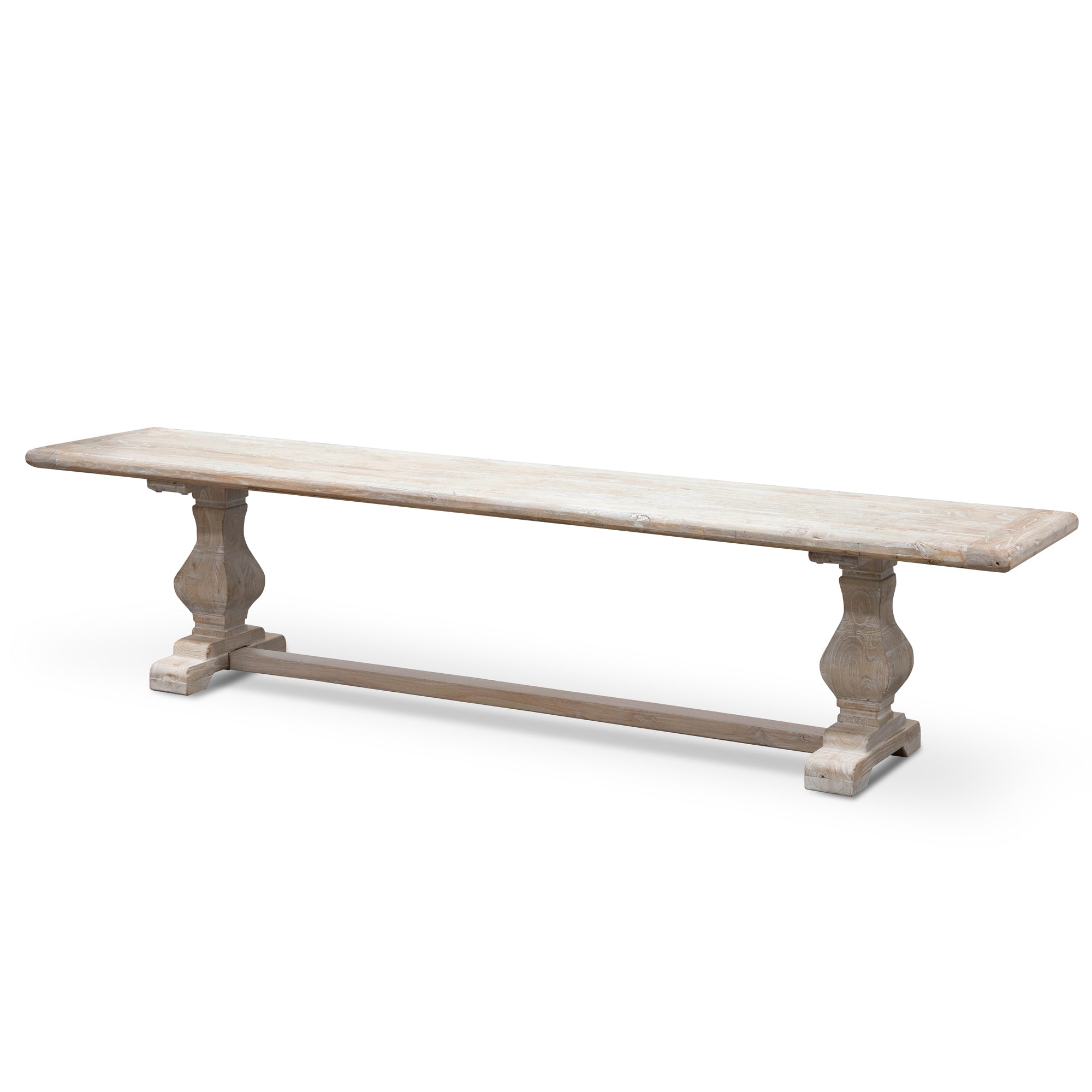 2m Reclaimed ELM Wood Bench - White Washed