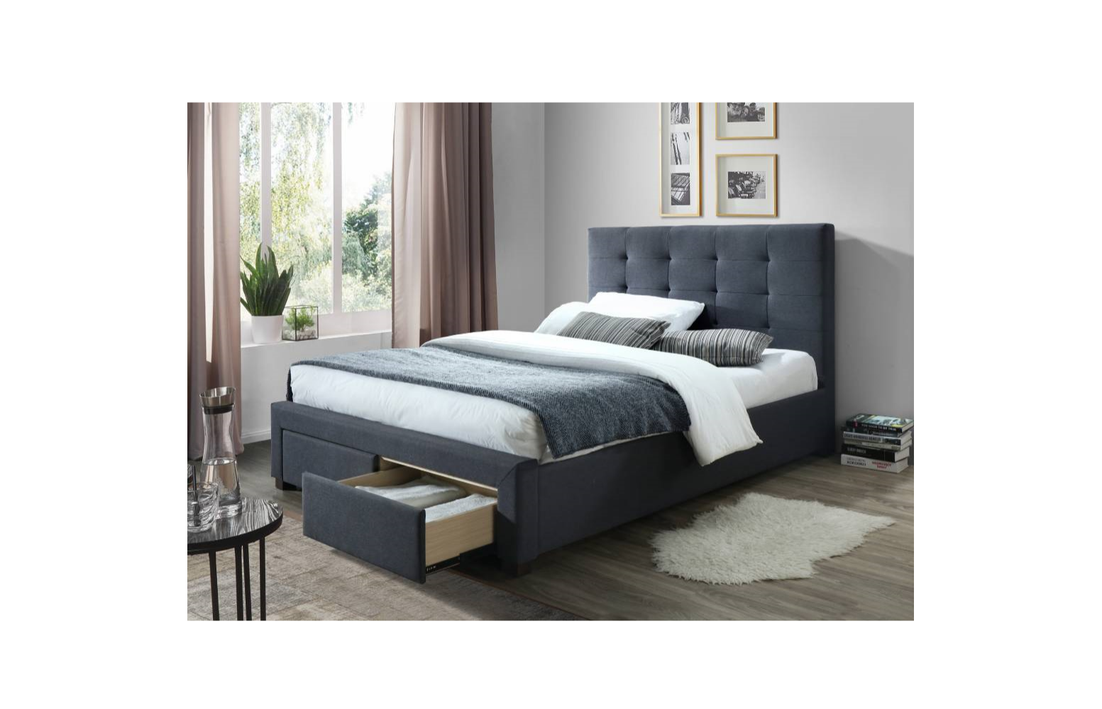 Rhodes Fabric Double Bed - Grey