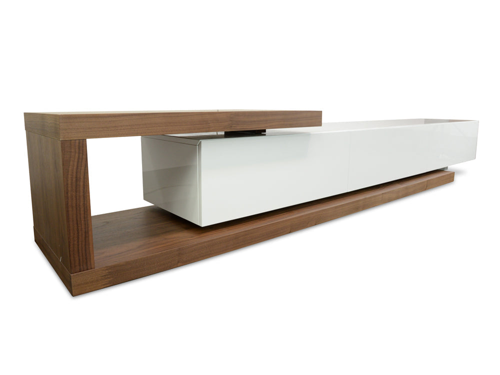 2.4m-3.07m TV Entertainment Unit - Walnut - White - image 4