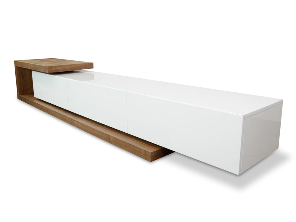 2.4m-3.07m TV Entertainment Unit - Walnut - White - image 3