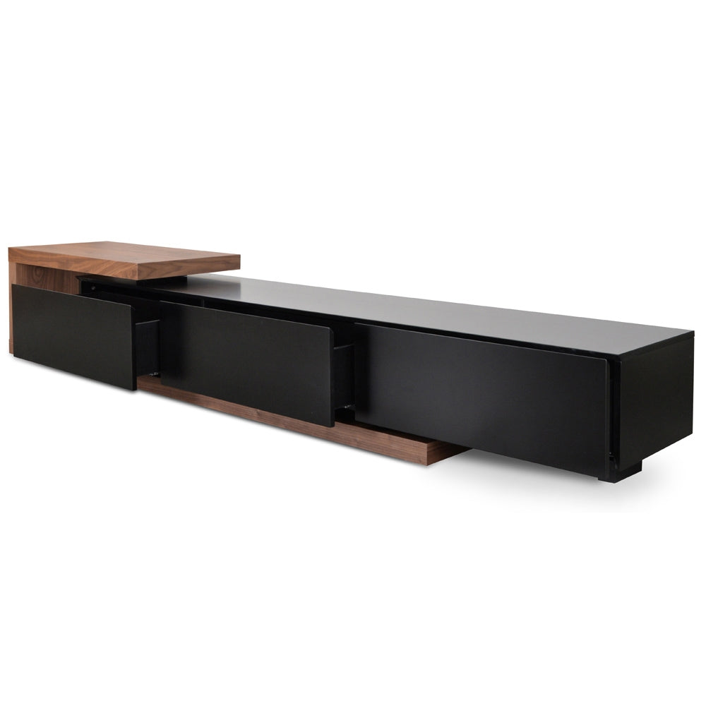 Extendable TV Entertainment Unit - Walnut - Black matt - image 8