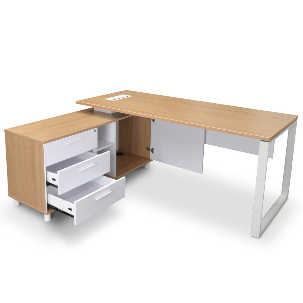 180cm Executive Office Desk With Left Return - Natural - image 4