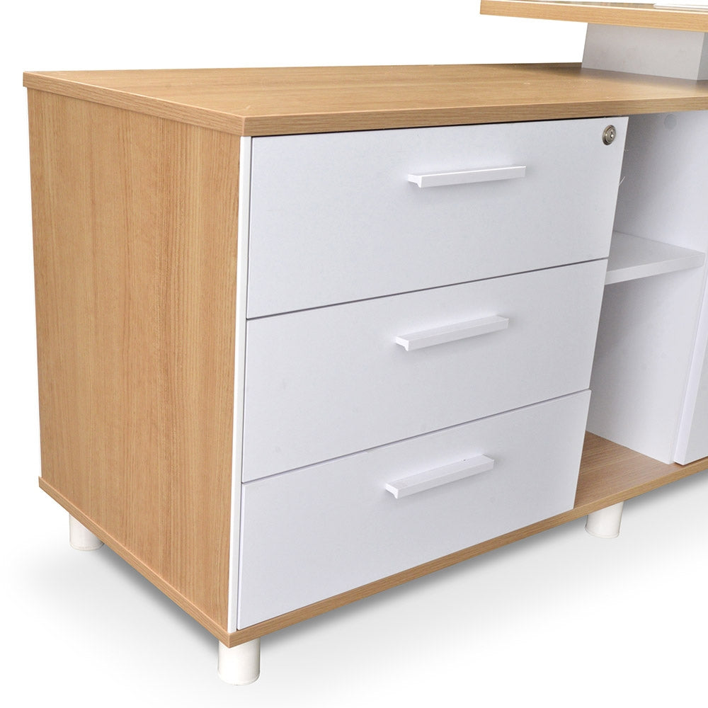 180cm Executive Office Desk With Left Return - Natural - image 2