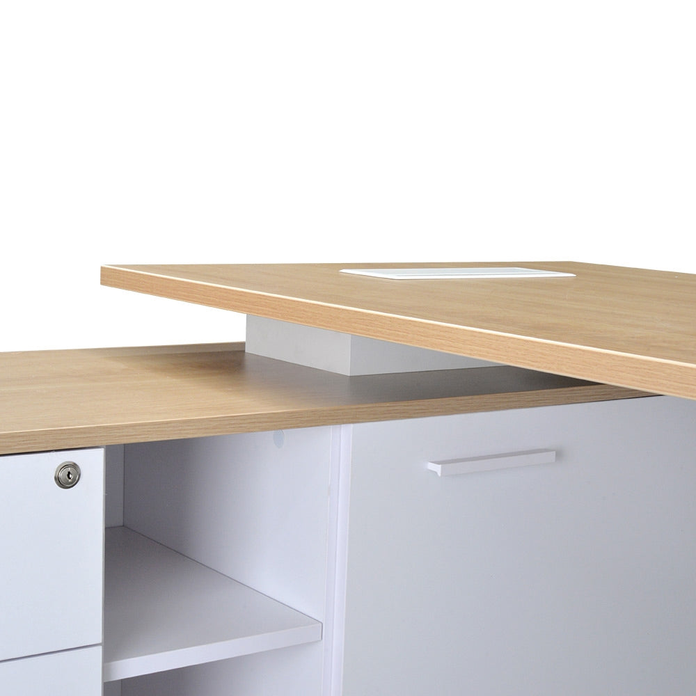 180cm Executive Office Desk With Left Return - Natural - image 6
