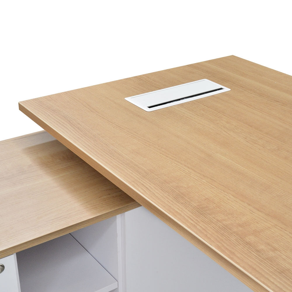 180cm Executive Office Desk With Left Return - Natural - image 10