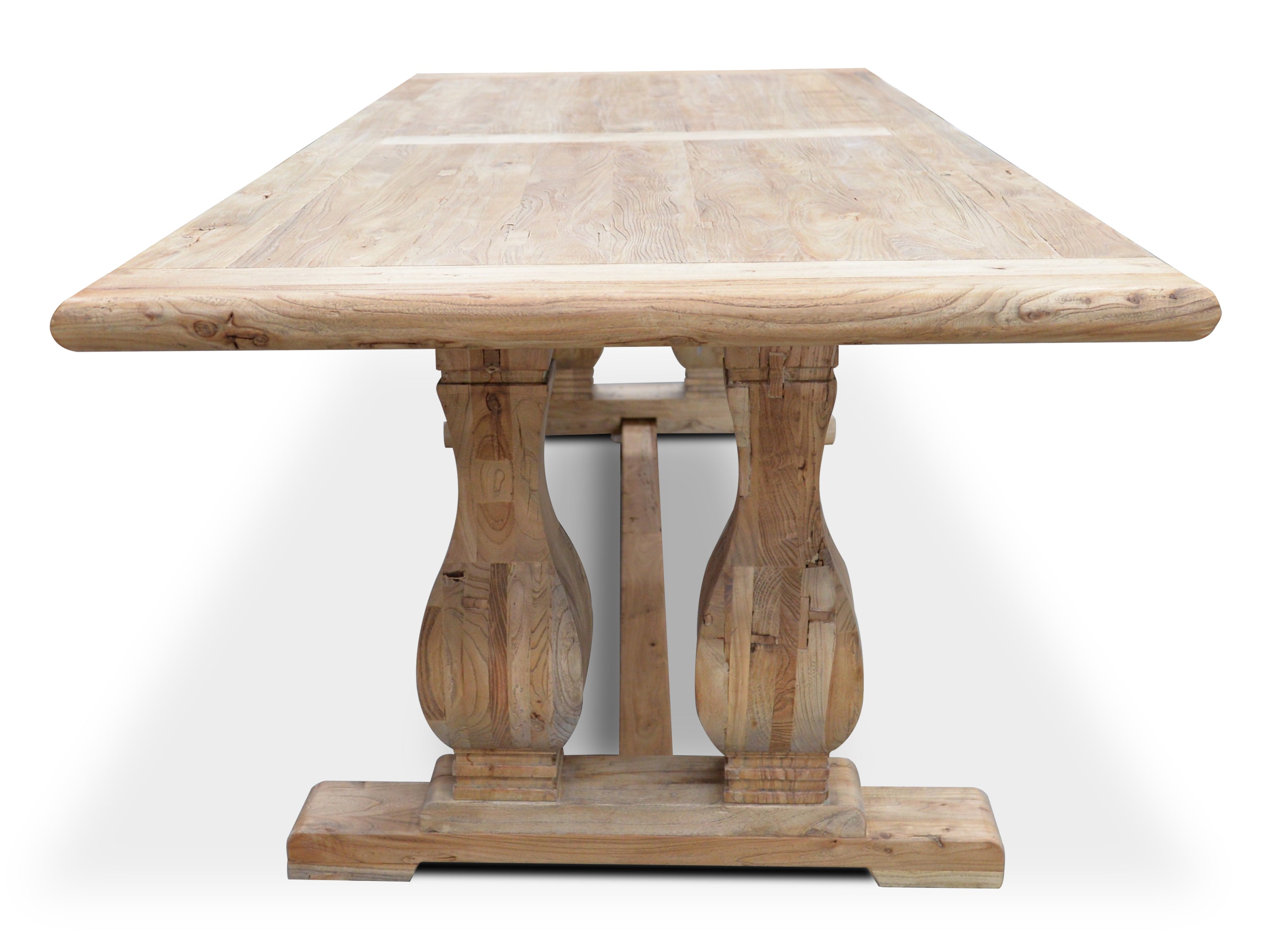 Elm Wood Dining Table 3m - Rustic Natural - image 4