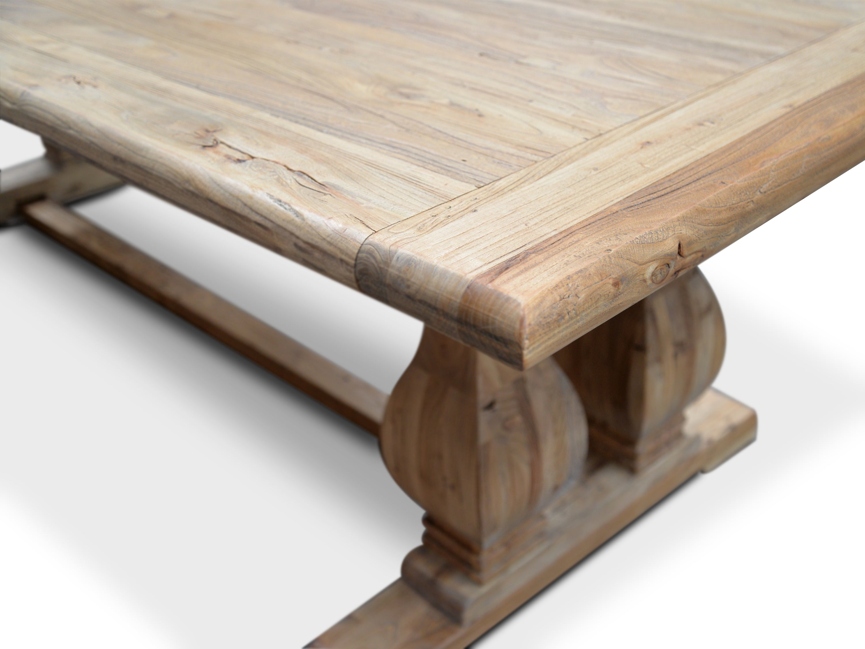 Elm Wood Dining Table 3m - Rustic Natural - image 5