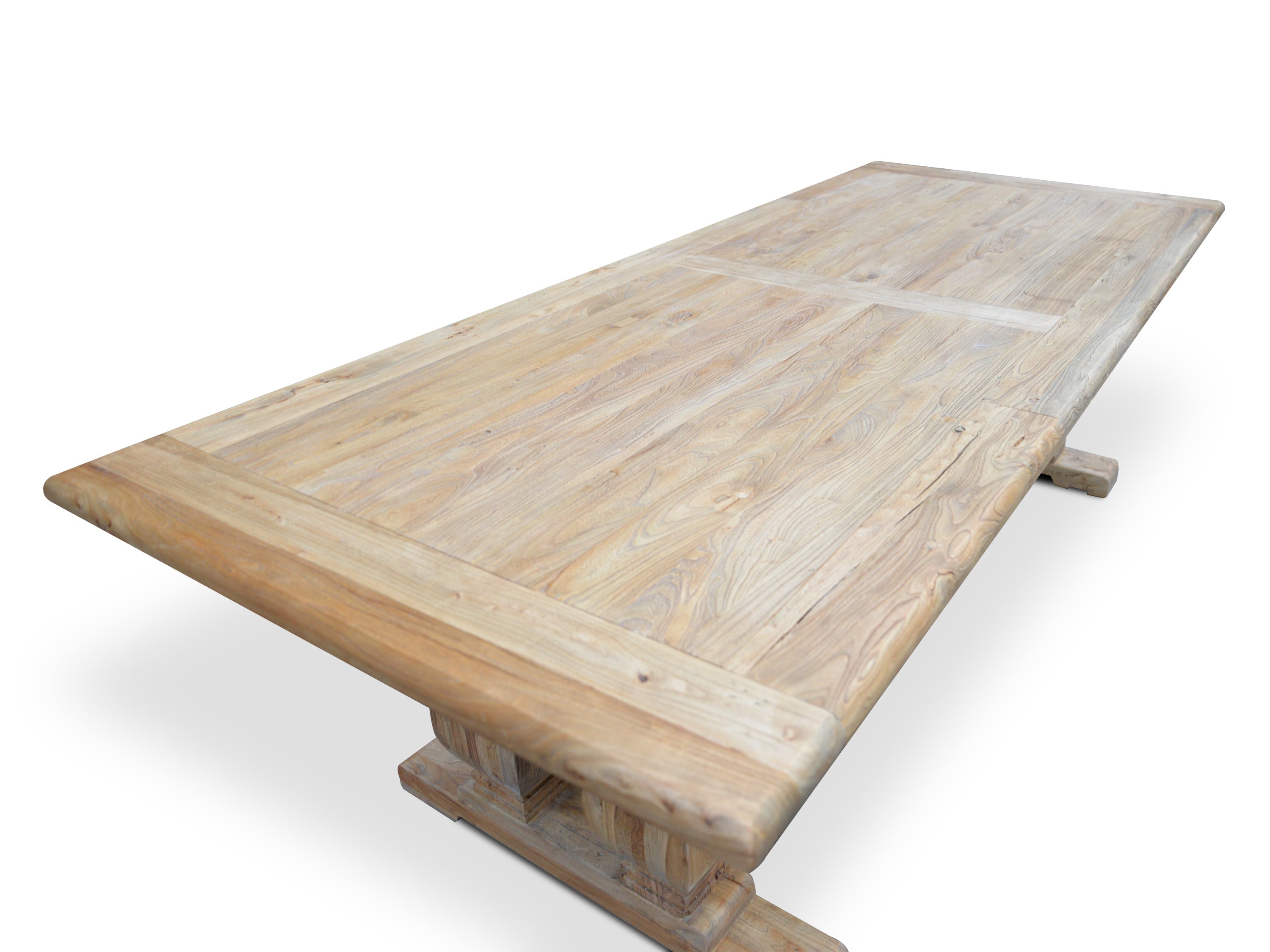 Elm Wood Dining Table 3m - Rustic Natural - image 6