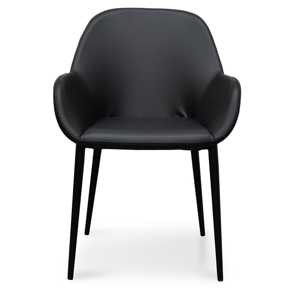 Dining chair - Black PU -  Black Legs (Set of 2) - image 3