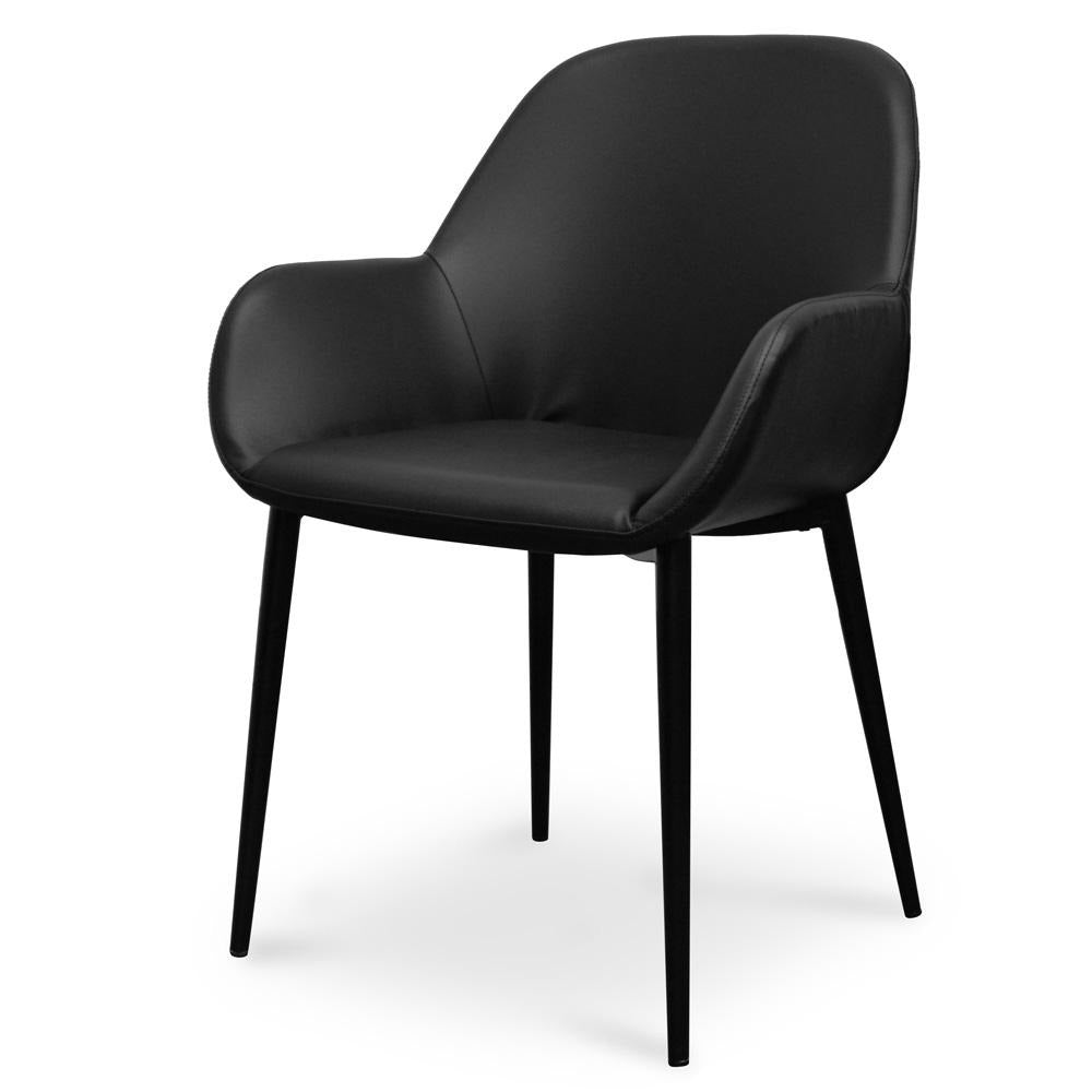 Dining chair - Black PU -  Black Legs (Set of 2)