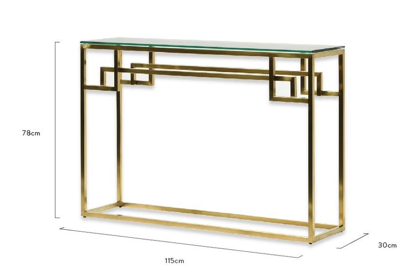 Tuva 1.15m Console Glass Table - Brushed Gold Base