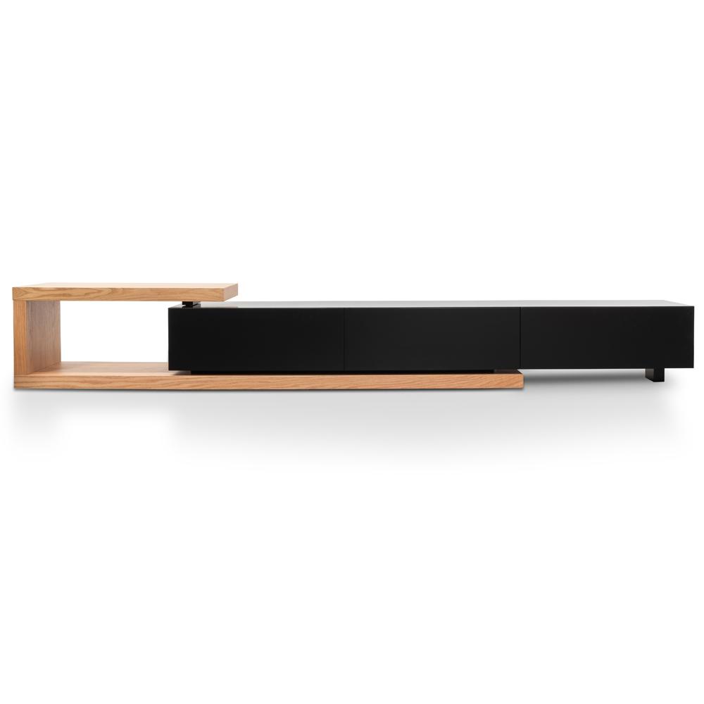 2.4m TV Entertainment Unit - Natural Oak - Black Matte