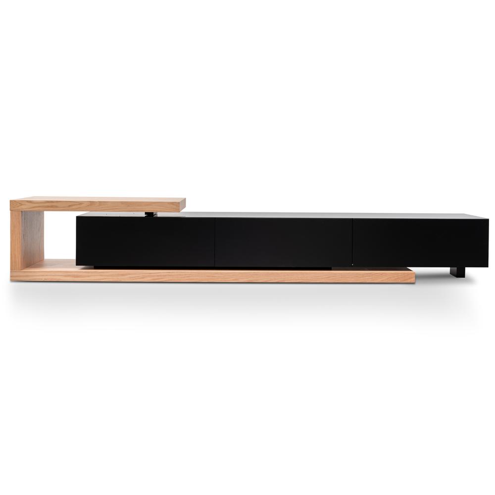 2.4m TV Entertainment Unit - Natural Oak - Black Matte