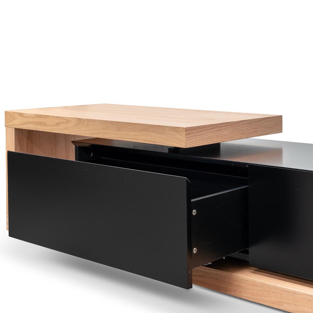 2.4m TV Entertainment Unit - Natural Oak - Black Matte