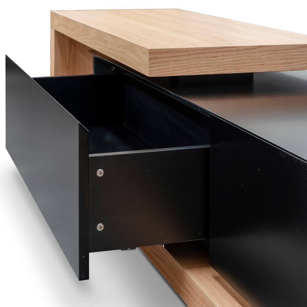 2.4m TV Entertainment Unit - Natural Oak - Black Matte