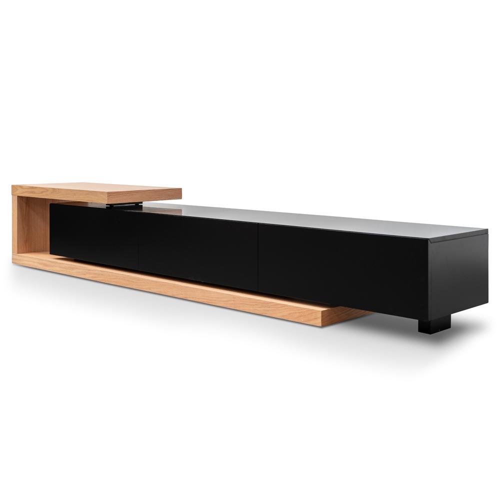 2.4m TV Entertainment Unit - Natural Oak - Black Matte