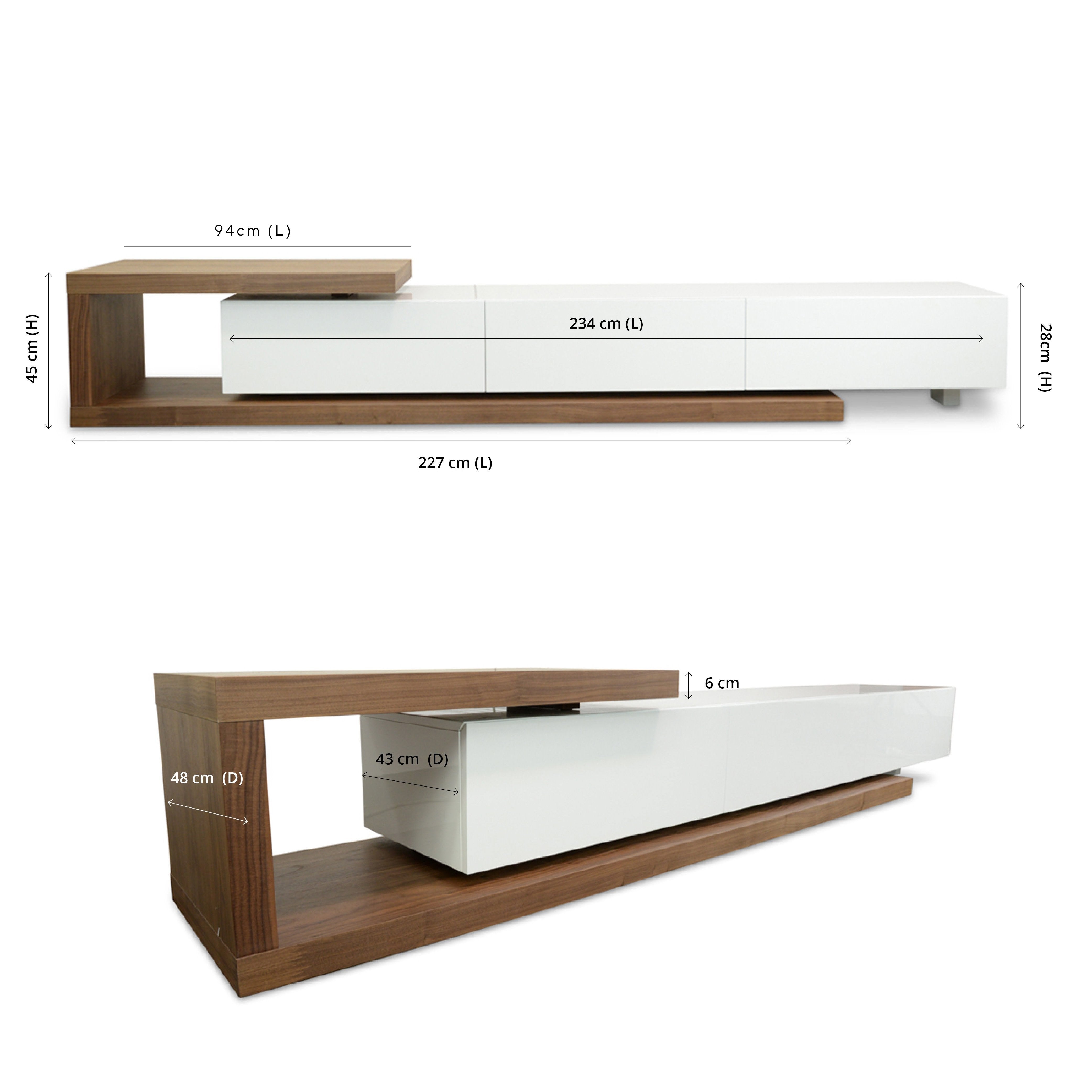 2.4m-3.07m TV Entertainment Unit - Walnut - White