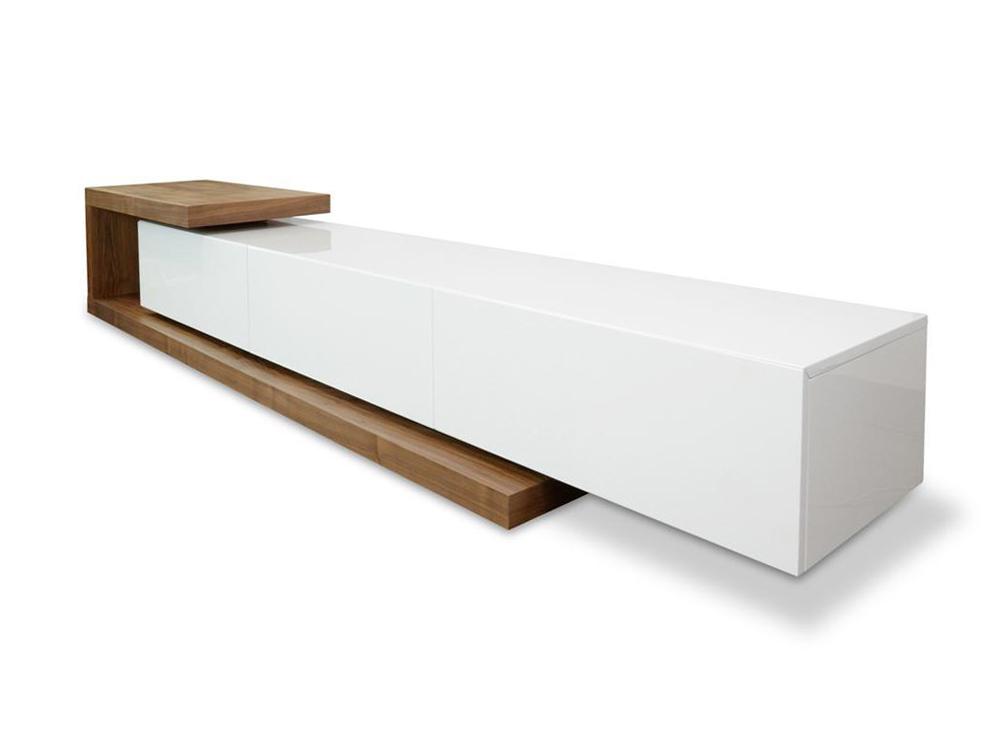 2.4m-3.07m TV Entertainment Unit - Walnut - White