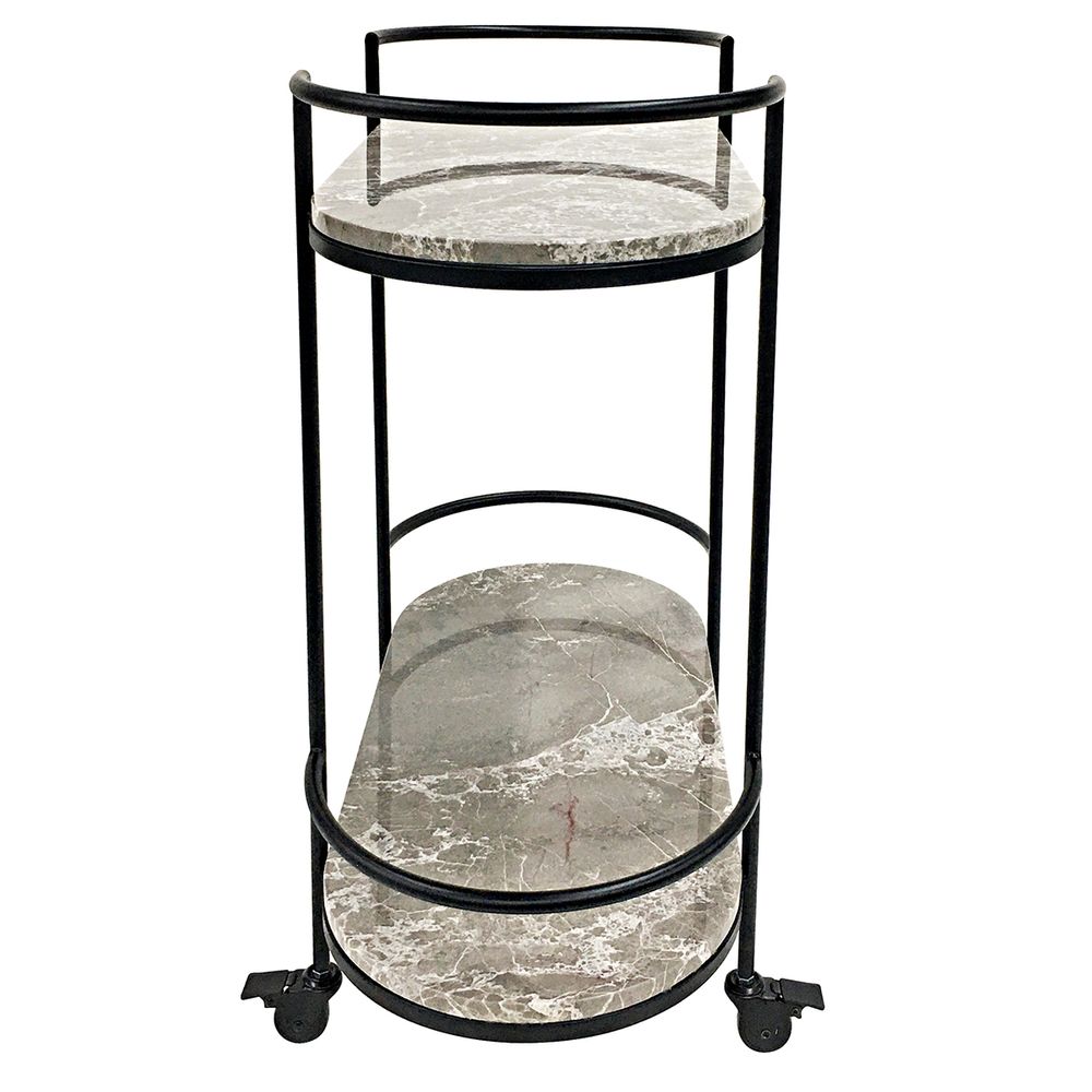 Southside Grey Marble Bar Cart - Black