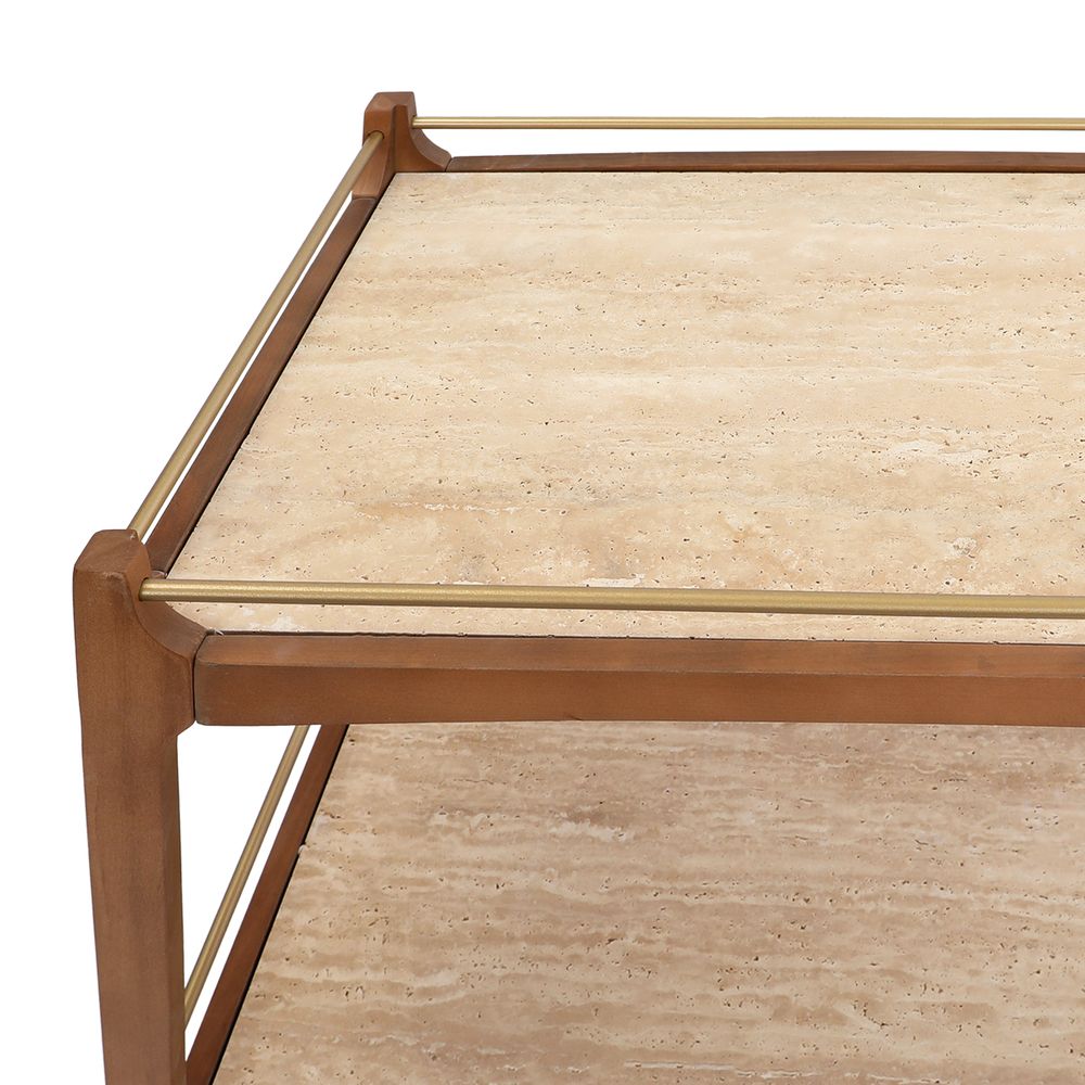 Ashley Travertine Bar Cart - Walnut