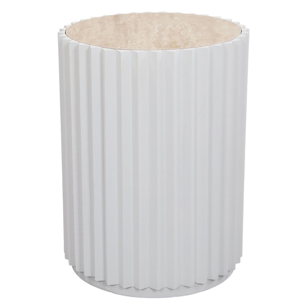 Carter Travertine Side Table - White