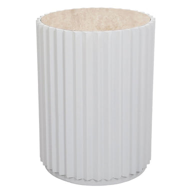 Carter Travertine Side Table - White