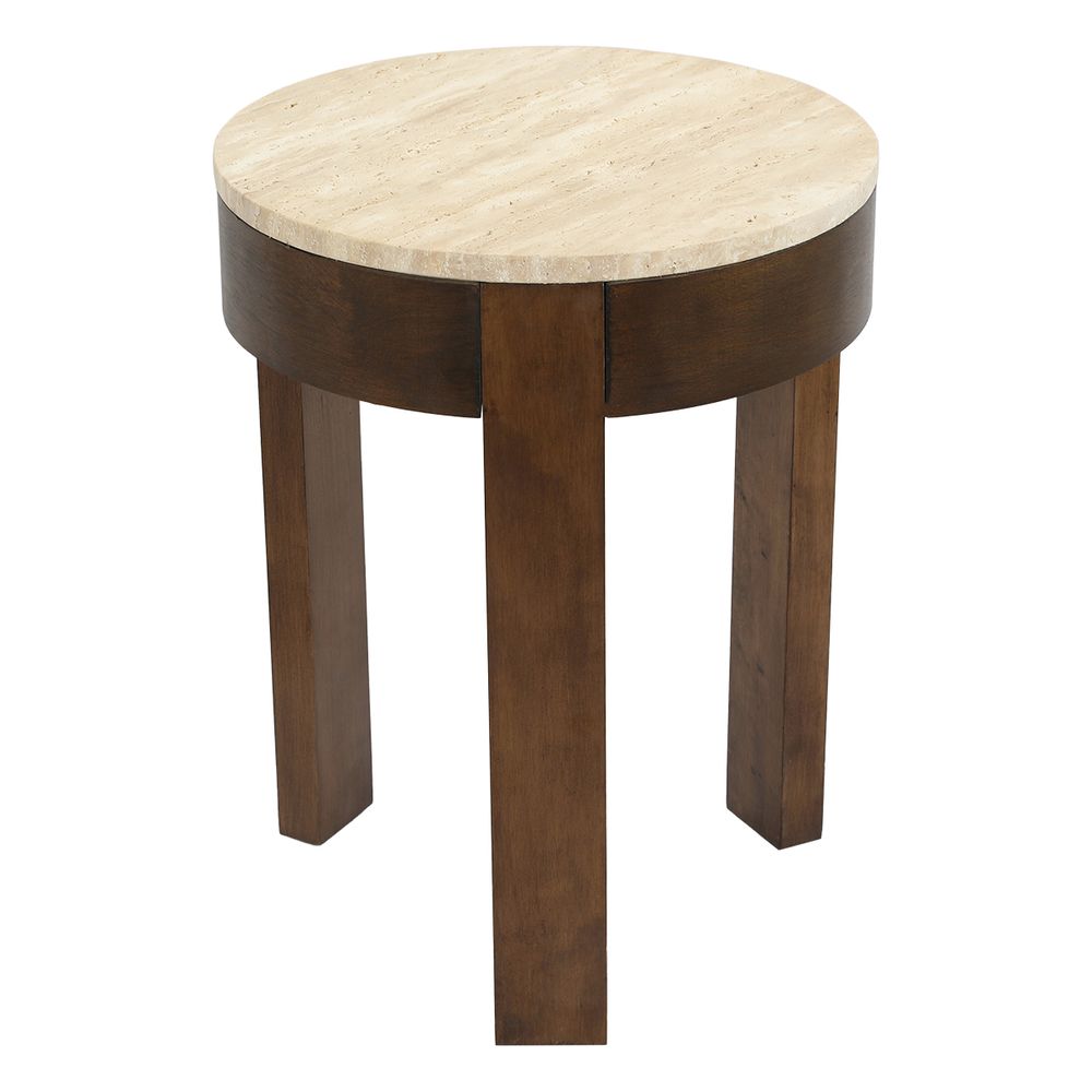 Oliver Travertine Side Table - Small Brown