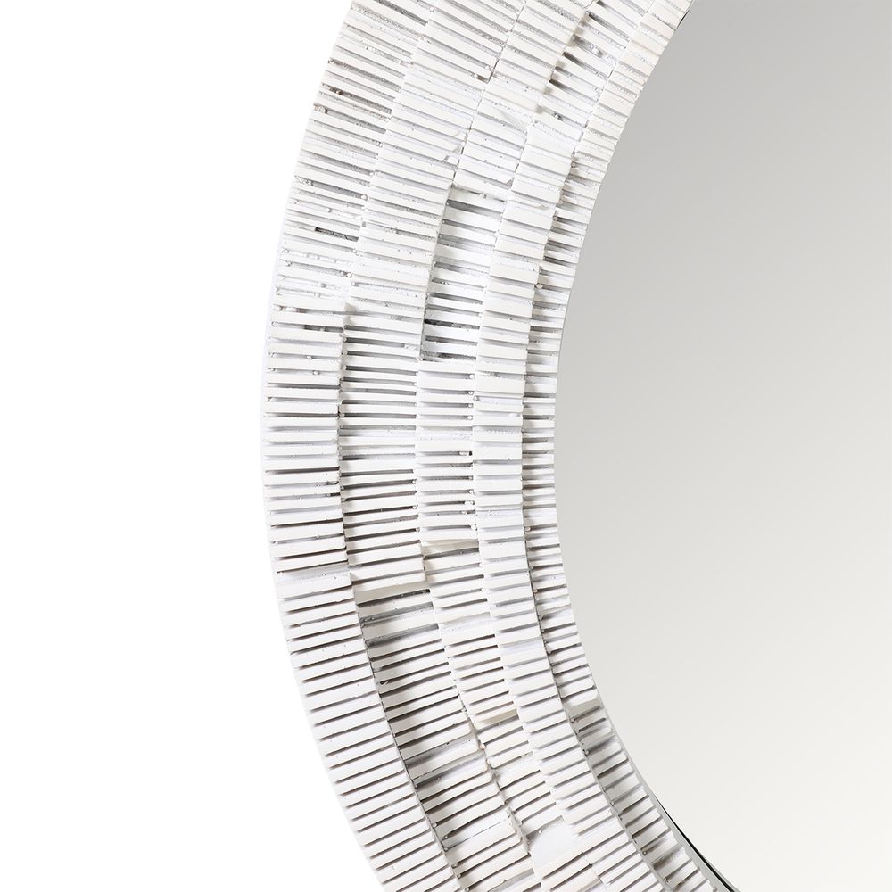 Dunbar Round Wall Mirror - White