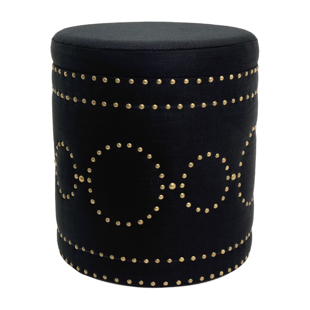 Bradshaw Round Storage Stool - Black Linen