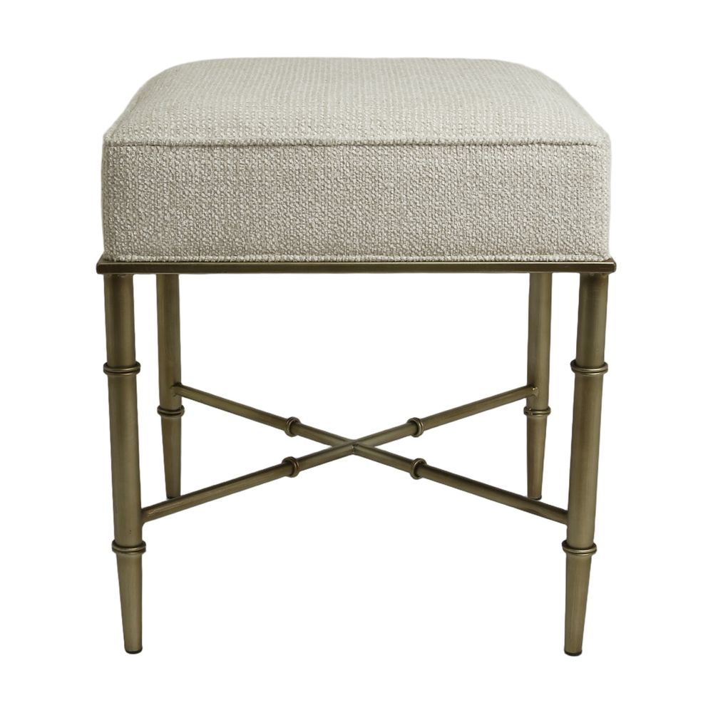 Hacienda Antique Gold Iron Stool - Speckle Ecru