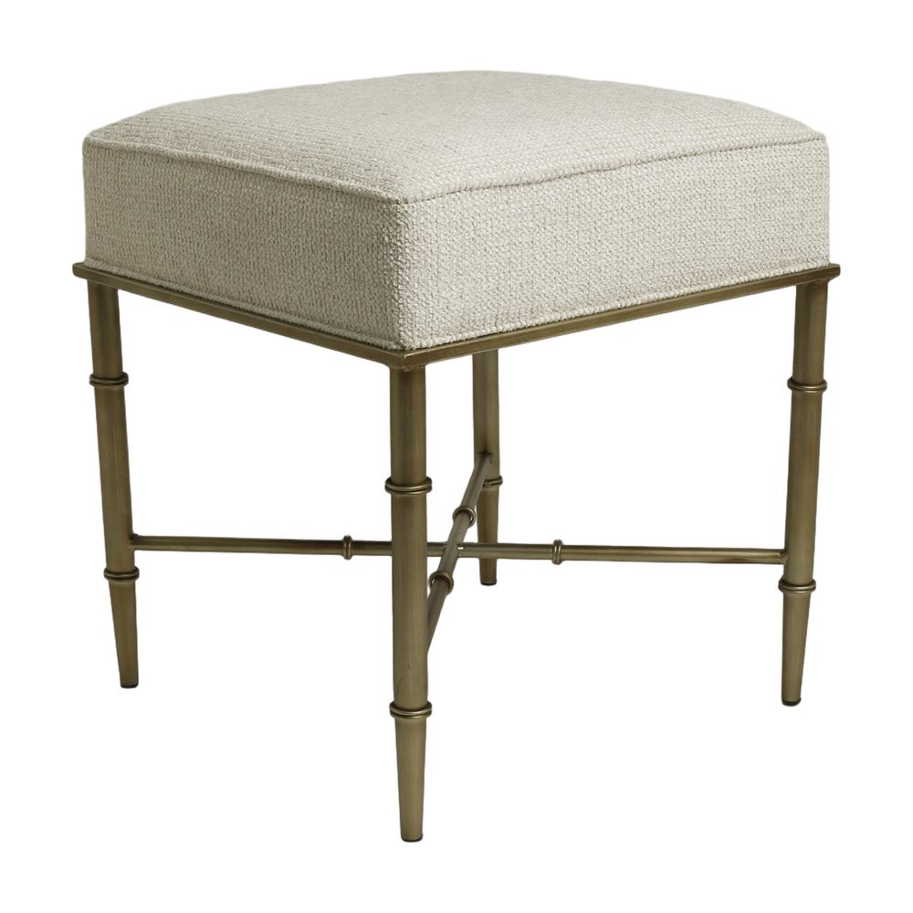 Hacienda Antique Gold Iron Stool - Speckle Ecru