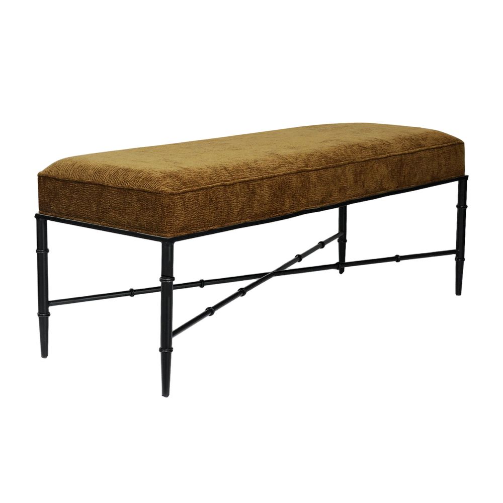 Hacienda Black Iron Bench Ottoman - Butterscotch