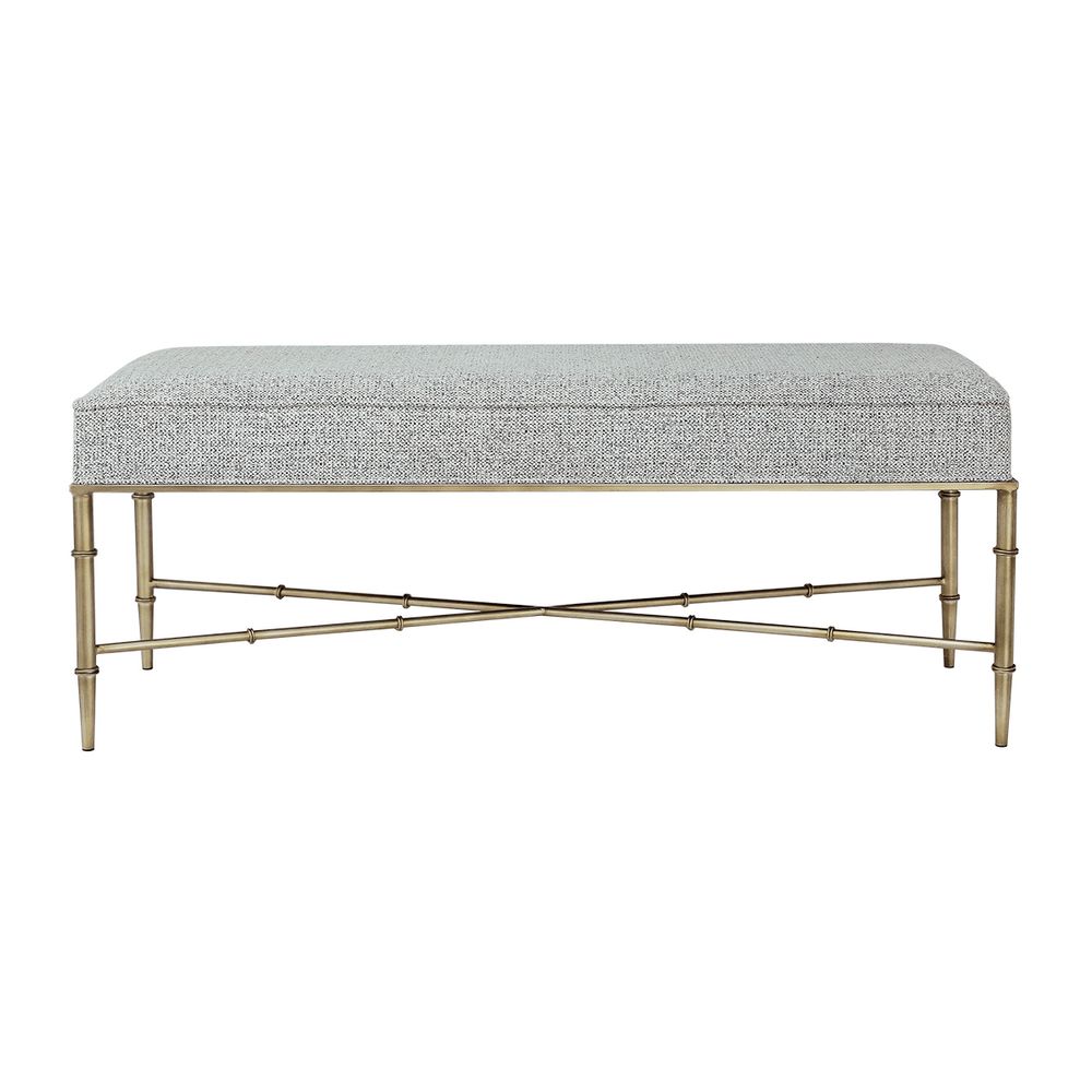 Hacienda Antique Gold Iron Bench Ottoman - Salt & Pepper
