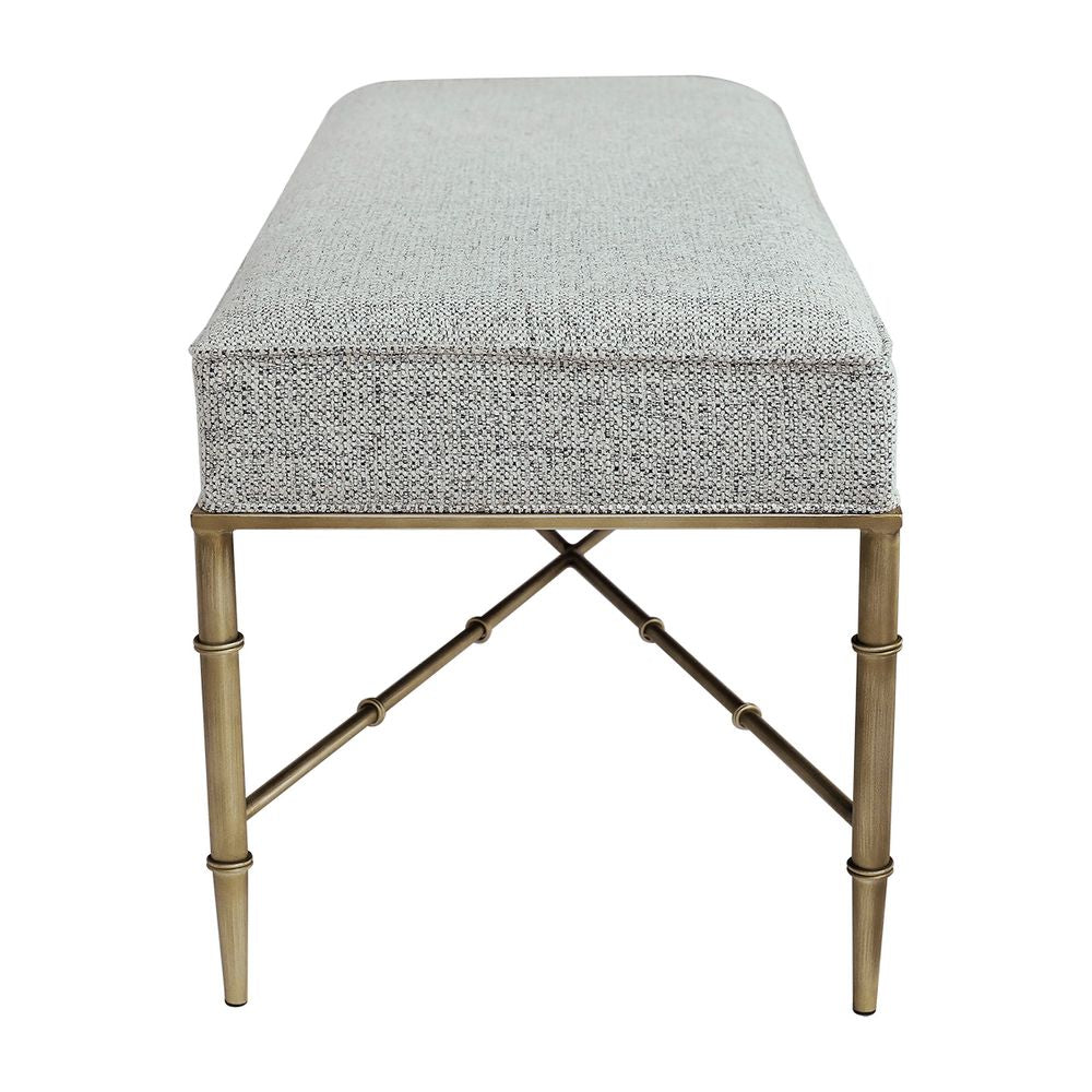 Hacienda Antique Gold Iron Bench Ottoman - Salt & Pepper